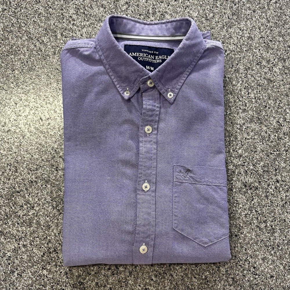 American Eagle Long Sleeve Button Up Shirt Mens M Vintage Fit Purple